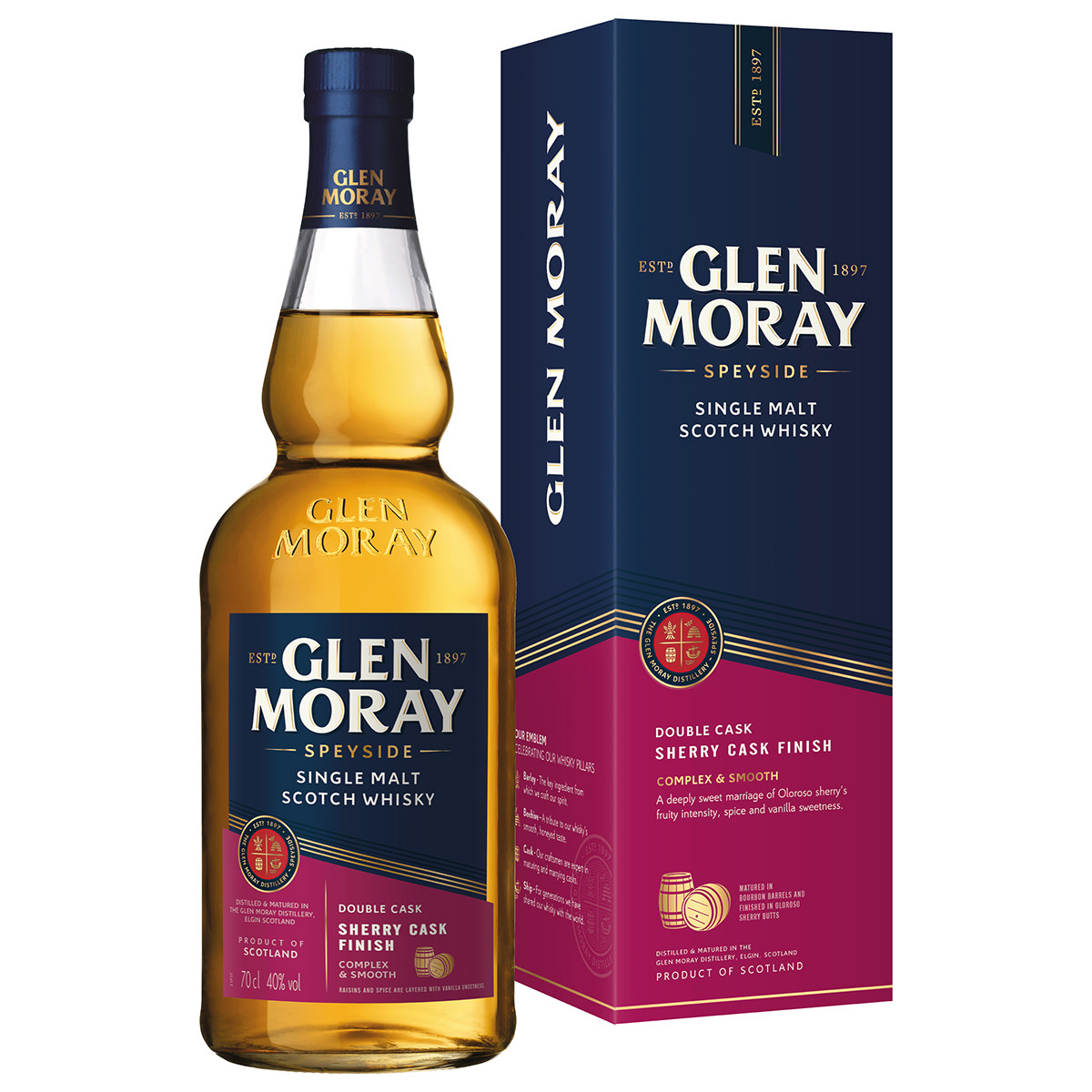 Виски Глен Морей Сингл Молт Шерри Каск Финиш п/у (нов.диз) — фото 1